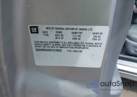 2005 Buick Lacrosse Cxl из США, поврежденный, VIN 2G4WD532X51216552